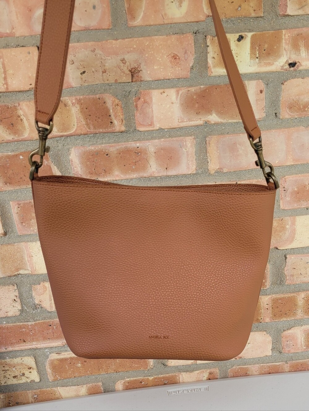 Angela Roi Brown Mini Angelou Bucket Bag Pebbled Vegan Leather
